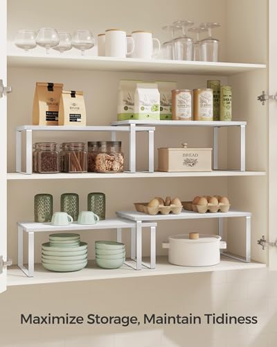 Cabinet Organizer Shelf (Cloud White + Snow White / 2*L (5.4"H) + 2*L (6.2"H))