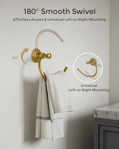 Gold Towel Ring Wall Mounted for Bathroom (Gold)
