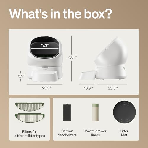 Automatic Litter Box with Accessories Kit & 90 (White / AI Bundle+ACC Kit)