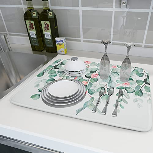Sage Green Dish Drying Mat (DrymatLEucalyptus / 24" x 18")