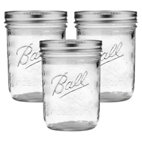 Wide Mouth Glass Mason Jars with Lids and Bands (Clear / 16 Oz (Pack of 3))