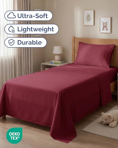 Twin Size 3 Piece Sheet Set (25 - Burgundy / Twin)