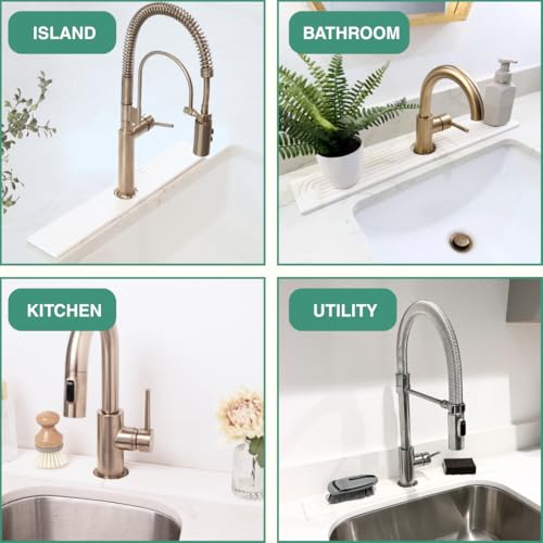 Drying Stone Faucet Tray for Kitchen Sink (White / 23.6" x 3.9")