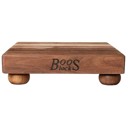 Block WAL B9S Square Walnut Wood Edge Grain Cutting Board with Feet (9"L x 9"W / Walnut with Wood Feet)