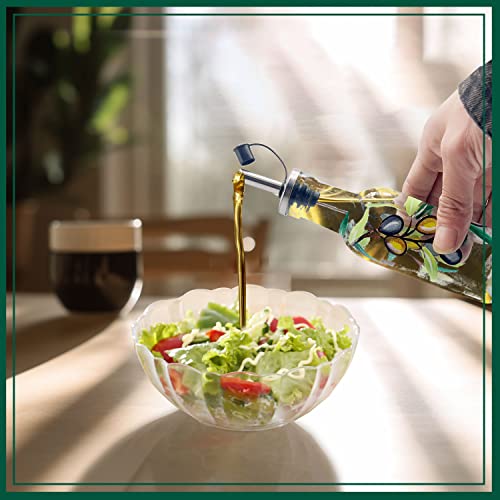 7oz Hand Painted Glass Olive Oil Bottle Dispenser (Olive)