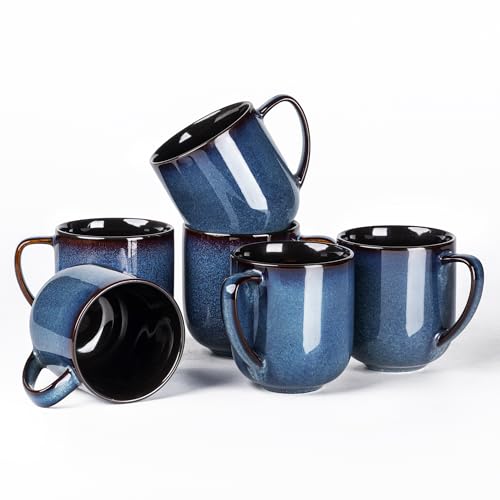 Ceramic Coffee Mugs Set of 6 (reactive glaze-4 / set of 6)