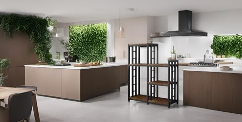 Kitchen Storage Shelf Bakers Rack (Brown No Wheels)