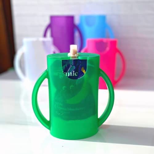 Original Squeeze Proof Flipping Holder with Open Bottom for Food Pouches & Juice Boxes (Green)