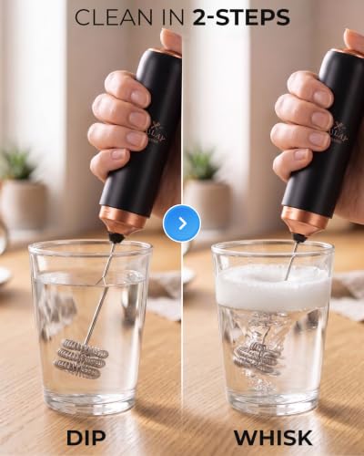Rechargeable Milk Frother Handheld (Dark Black Copper / Rechargeable Z1 Motor Max)