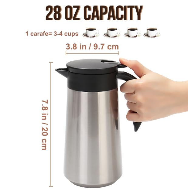 28oz Small Coffee Carafe Insulated Coffee Pot (Silver)