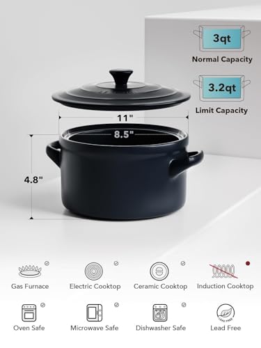 3 QT Ceramic Bread Baker with Lid for Sourdough (Midnight Blue)