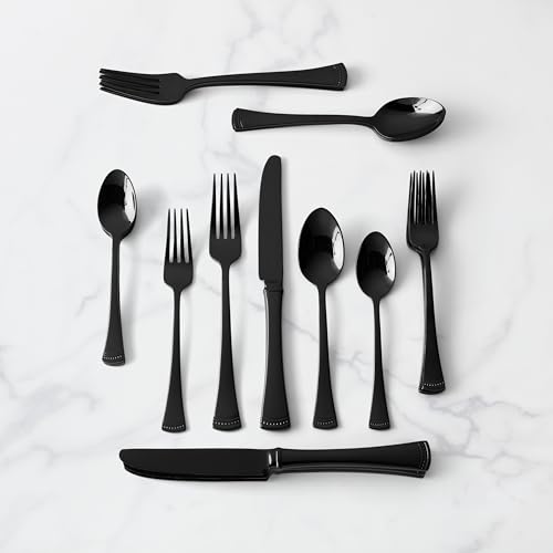 893677 Portola Black 20 (20-Piece Flatware Set, Black)