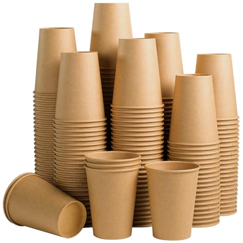 180 Pack 12 oz Coffee Cups Brown Kraft Disposable Hot Paper Cups (Brown / 12OZ-180PACK)