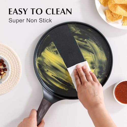 12 Inch Nonstick Crepe Pan Granite Coating Pancake Pan Black (Black / 12 Inch)