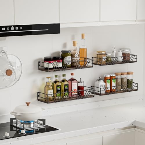Floating Shelves for Wall Set of 4 (Brown)