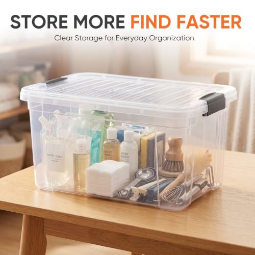 11 Quart Clear Plastic Storage Boxes with Lids (11 Quart)