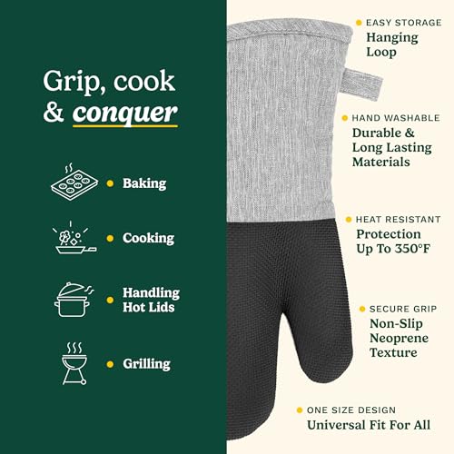 Cuisinart Chambray Kitchen Oven Mitts (Light Gray)