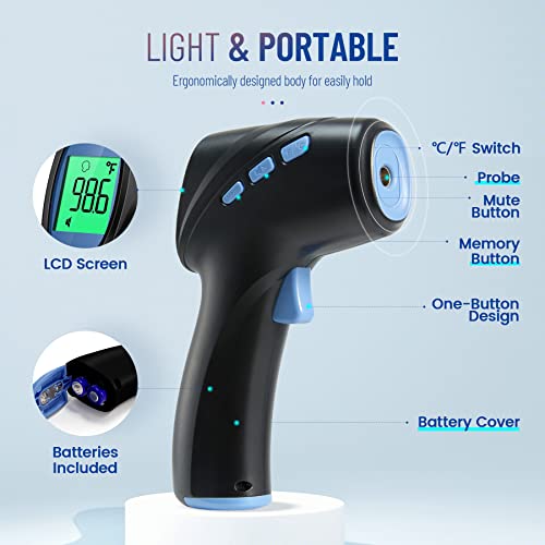 Forehead Thermometer for Adults and Kids (Black)