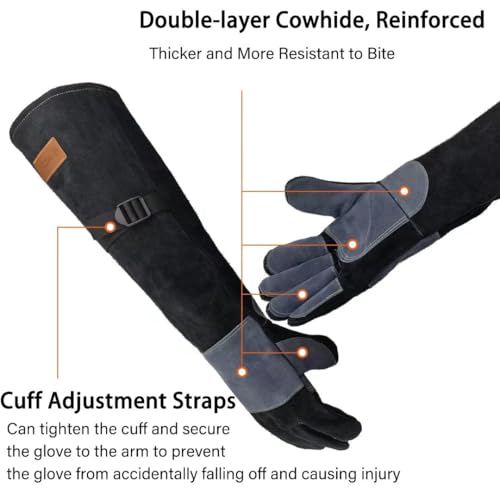 23.6 In Gloves for Animal Handling (Large (Pack of 1) / Black)