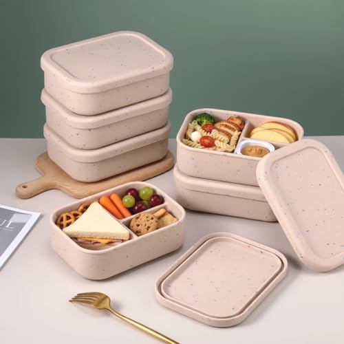 6 Pcs Silicone Bento Box (Beige)