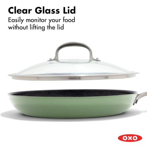 Enhanced 12” Frying Pan Skillet with Lid (12" Frying Pan Skillet with Lid / Eucalyptus Green)