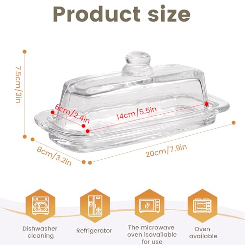 Modern Minimalist Clear Butter Dish with Lid for Countertop