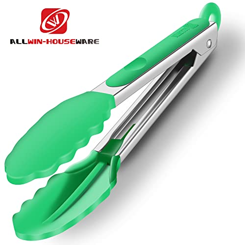 2 Pack Silicone Kitchen Tongs (Dark Green)