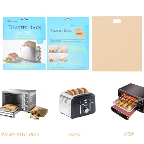12 Pack Non Stick Toaster Sandwich Bags Reusable and Heat Resistant Easy to Clean