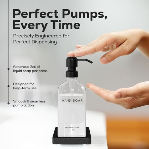 Glass Hand and Dish Soap Dispenser Set by Brighter Barns (Clear Hd)
