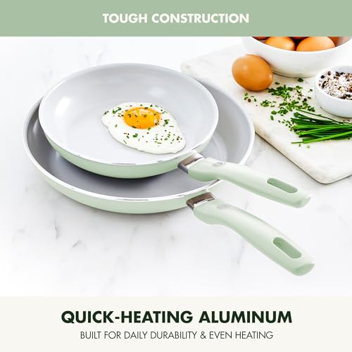 Dover 8” & 10” 2 Piece Frying Pan Skillet Set (8" and 10" Frying Pan Set / Pastel Green)