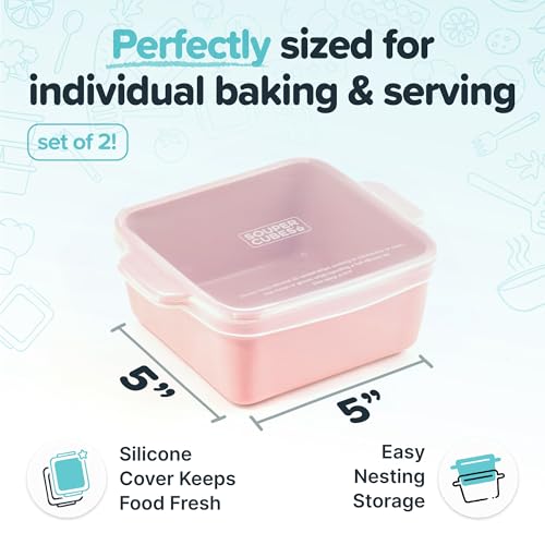 5x5" Ceramic Baking Dishes with Lids (Cotton Candy / 5"x5" - MADE IN USA)