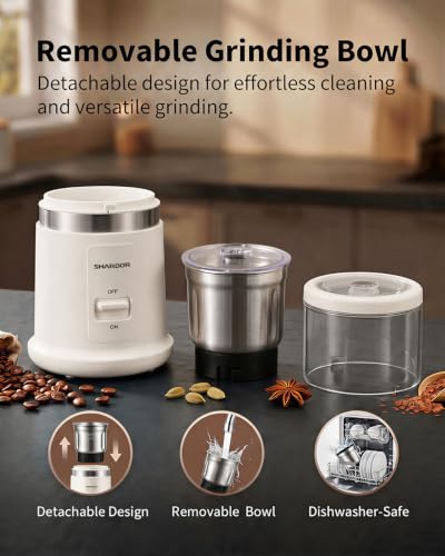 Quiet Coffee Grinder Electric (White / 2 BOWL)