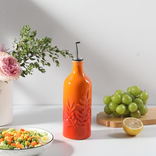 Sweejar Ceramic Olive Oil Dispenser Bottle (Gradient Orange / 20 oz, Set of 1)
