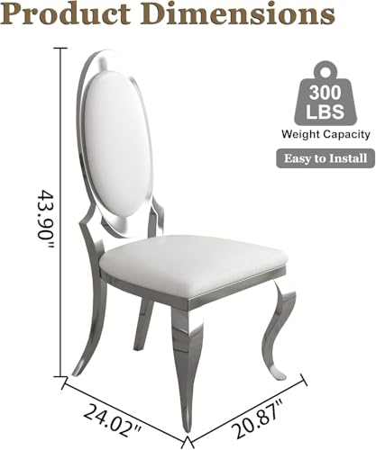 Modern Dining Chairs Set of 2 (White/Silver / Set of 2)
