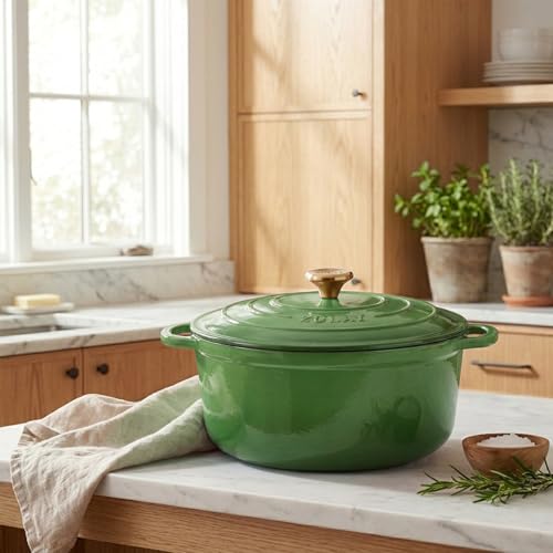7.7 Quart Enameled Cast Iron Dutch Oven Pot with Lid (Green / 7.7 Quart)