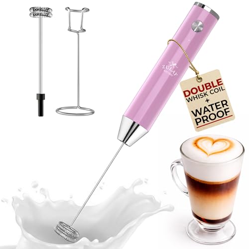 Rechargeable Milk Frother Handheld (Lux Pink Salt / Rechargeable Z1 Motor Max)