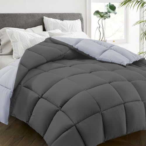All Season King Size Bed Comforter (Dark Grey/Light Grey / King（90*102）)