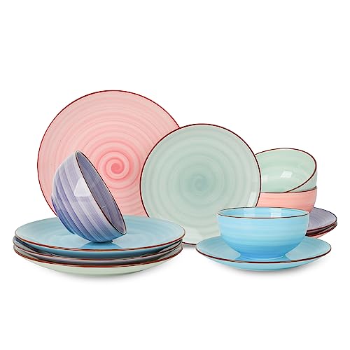 Ceramic Dinnerware Sets (Gradient Color / 12 Pieces)
