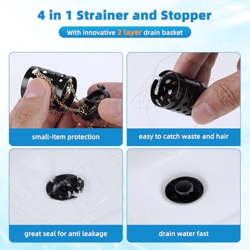 2PCS Universal Bathroom Sink Drain Strainer Hair Catcher (2 Count)