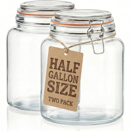 Half Gallon Glass Large Mason Jars with Airtight Lid (1/2 Gallon)