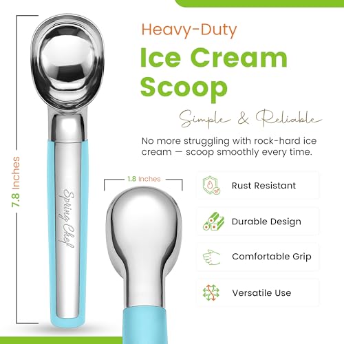 Heavy Duty Metal Ice Cream Scoop w (Blue (Aqua Sky))