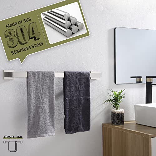24 Inch Single Towel Bar (Brushed Steel / 24-Inch)
