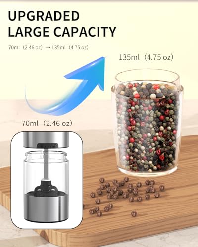 Rechargeable Gravity Electric Salt and Pepper Grinder Set (Rechargeable / Stainless Steel Set)