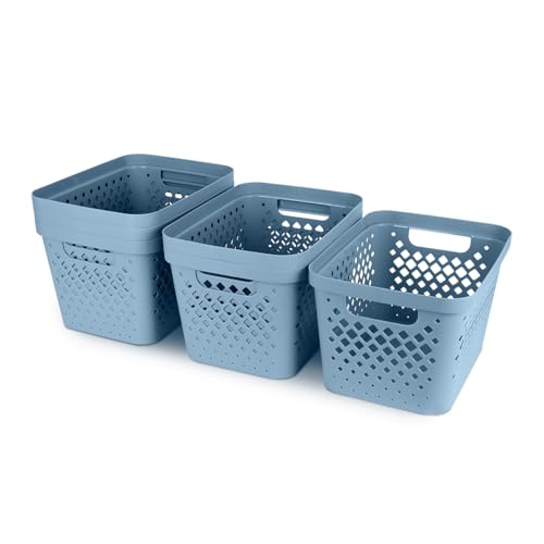 Plastic Storage Basket Set (Marina Blue / 4 Gallon)