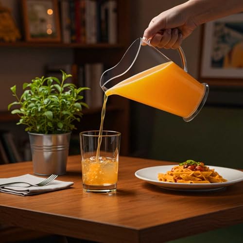 Tessco 12 Pcs Plastic Pitchers 60 Oz Clear Water Beer Jug Large (Stylish)