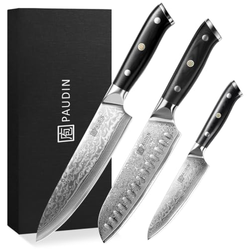 3 Pieces Chef Knife Set (Black,Silver)