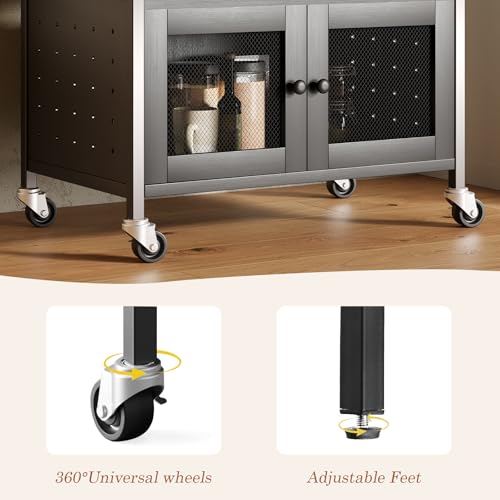 Coffee Bar Cart Cabinet (Black)