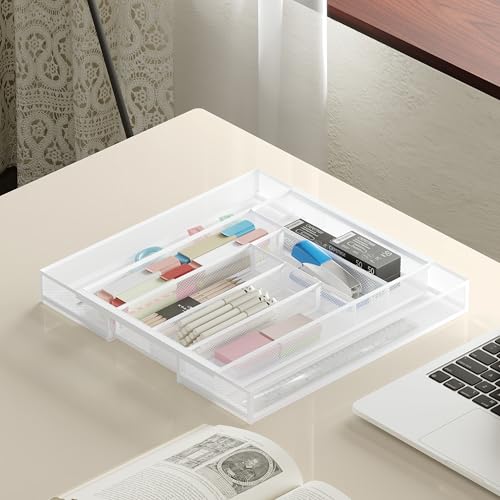 Expandable Kitchen Utensil Organizer (White / Expandable 11.6"~20" x 17.3")