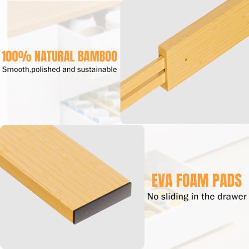 Bamboo Drawer Dividers Organizers (bamboo-6Pack)