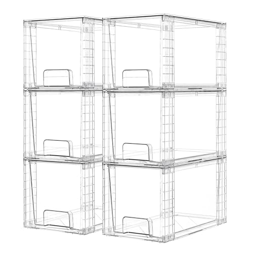 6 Pack Large Stackable Storage Drawers (Clear( 6 Pack))